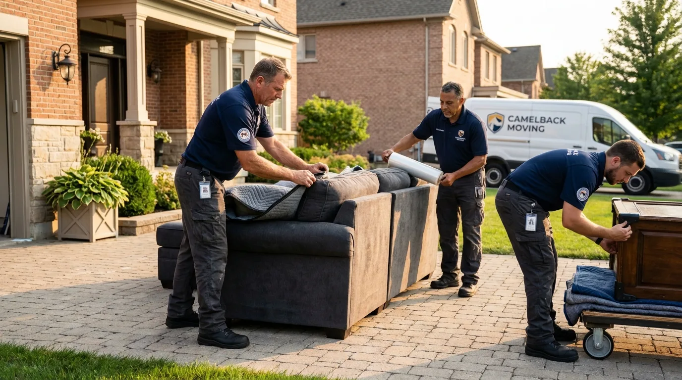 Large estate moving crew wrapping furniture in Anamosa, IA